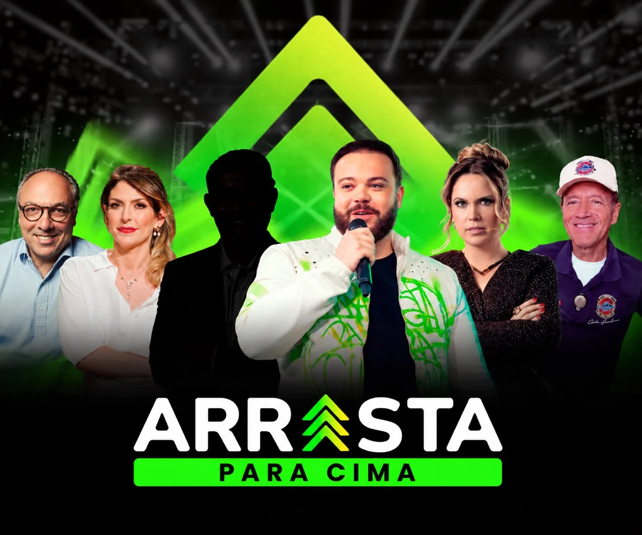 Palco do Arrasta Para Cima 2026 com os principais palestrantes em destaque